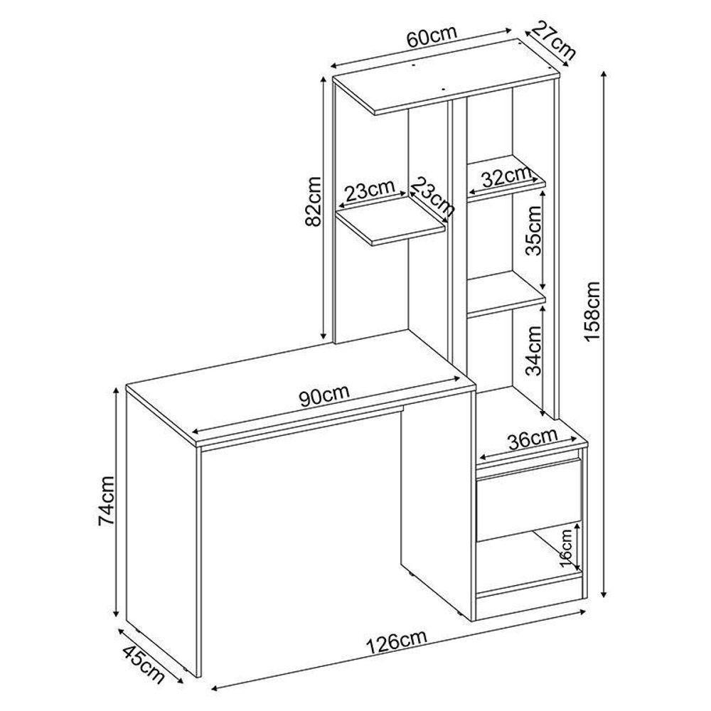 Escrivaninha Com Armário Morada Amêndola Grafito – Demóbile - 4
