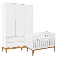 Berço Americano Unique E Guarda Roupa 3 Portas Nature Clean Branco Soft Eco Wood – Matic - 1