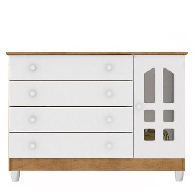 Cômoda Infantil Gran Selena 4 Gavetas MDF Branco Acetinado Amadeirado