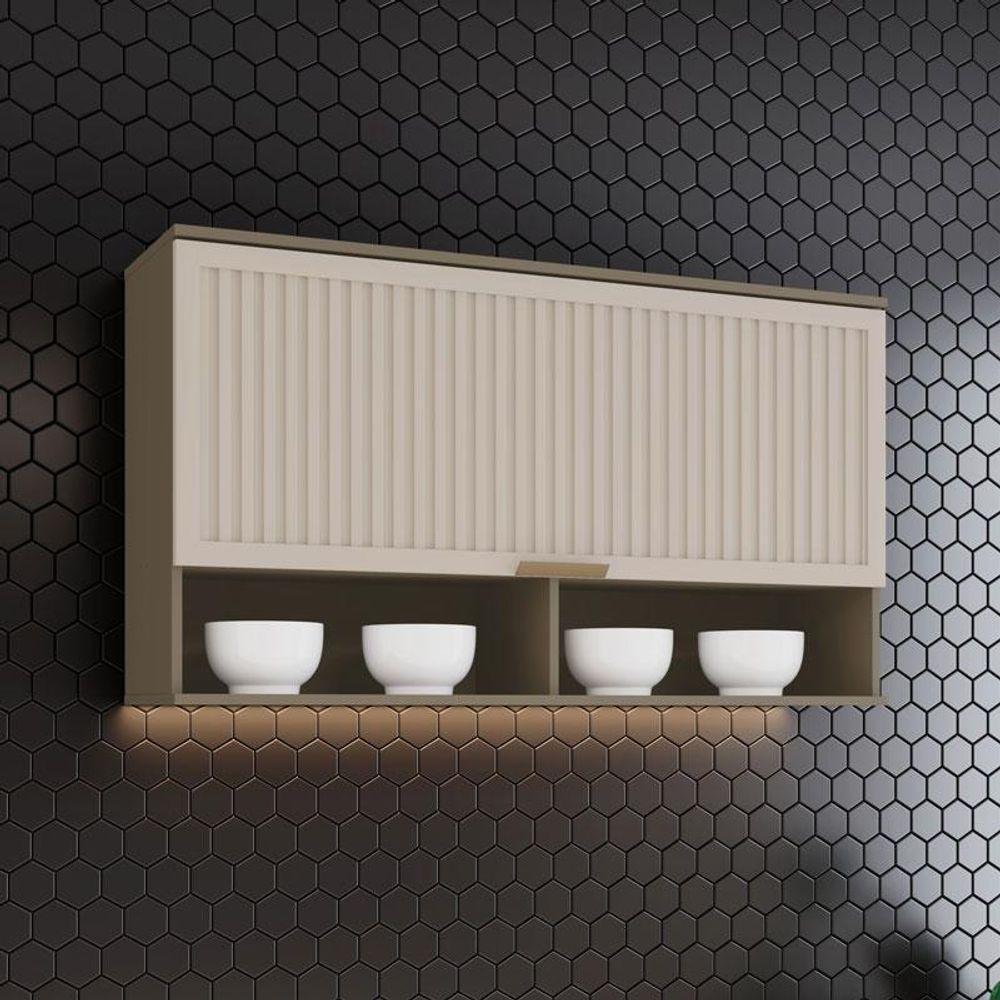 Armário Aéreo 1 Porta Basculante Ripado 120 Cm Connect Duna Cristal – Henn - 4