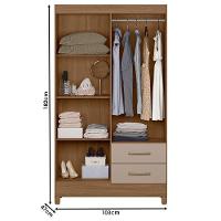 Guarda Roupa Solteiro Chile E Cômoda Vênus Com Pés Carvalho Fendi – Moval