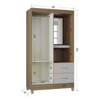 Cômoda 867 4 Gavetas Com Guarda Roupa Solteiro Córdoba 2 Portas Castanho Off White - Poquema - 3