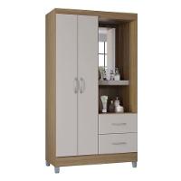 Cômoda 867 4 Gavetas Com Guarda Roupa Solteiro Córdoba 2 Portas Castanho Off White - Poquema - 5