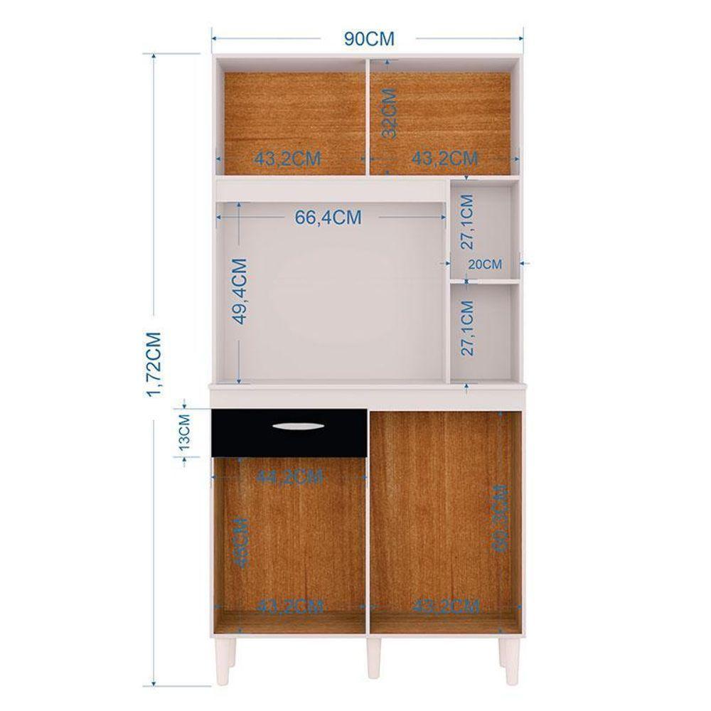 Armário Para Cozinha Ambiente Kit Duda 90 Cm Branco Preto - Poquema - 3