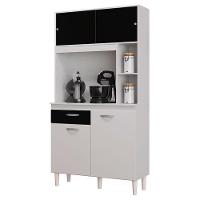 Armário Para Cozinha Ambiente Kit Duda 90 Cm Branco Preto - Poquema - 2