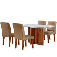 Sala De Jantar Mesa Olimpia 120 Mdf Canto Copo Com 4 Cadeiras Grecia Turim/off White/imbuia Ripado - 6