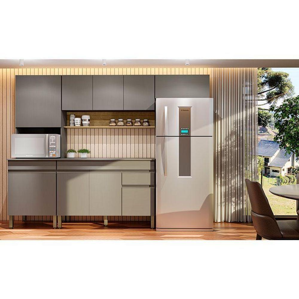 Cozinha Modulada Ambiente Line Composição 8 Gris Freijó - Kits Paraná - 1