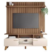 Rack Bancada Essenza E Painel Link 1.6 Com Aparador Vivant Off White Castanho – Hb Móveis - 2