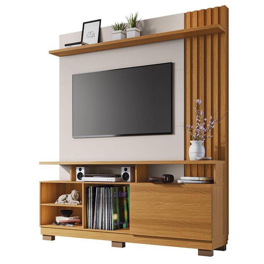 Estante Home Theater Artheo Cinamomo Off White E Mesa De Centro Sky Com Tampo De Vidro Cinamomo- Hb Móveis - 2