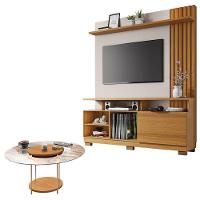 Estante Home Theater Artheo Cinamomo Off White E Mesa De Centro Sky Com Tampo De Vidro Cinamomo- Hb Móveis - 1