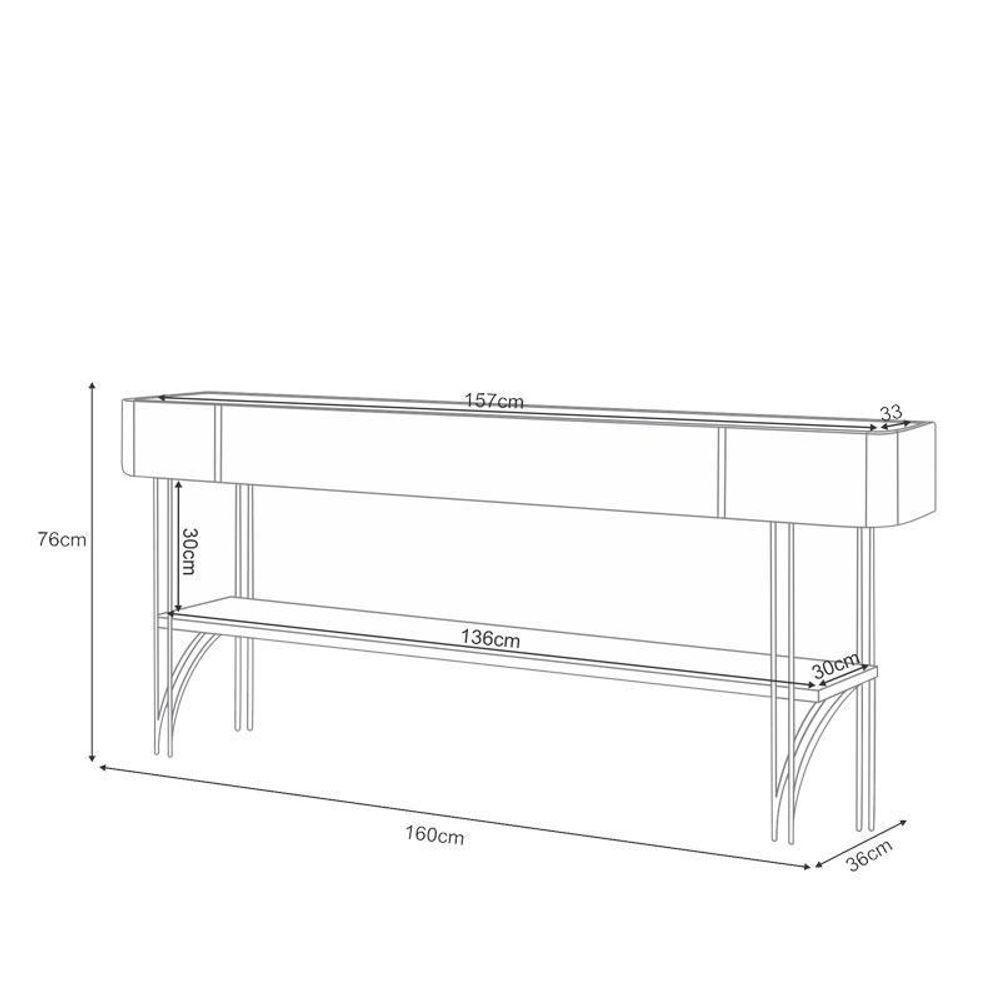Home Suspenso Galax Com Aparador Vivant Champanhe Off White - Hb Móveis - 3