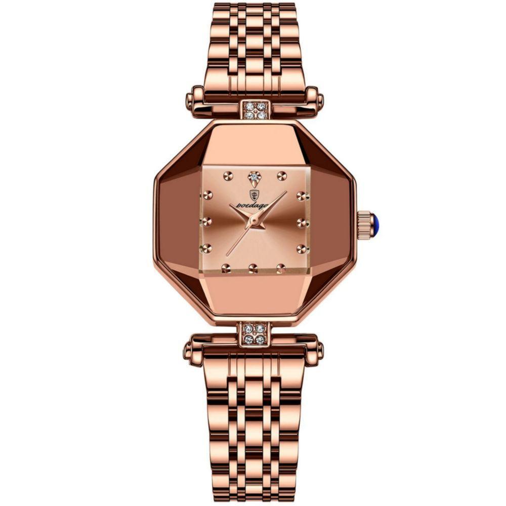 Relógio Feminino De Quartzo Casual Design Criativo Em Aço Inoxidável à Prova D´agua Rose - 1