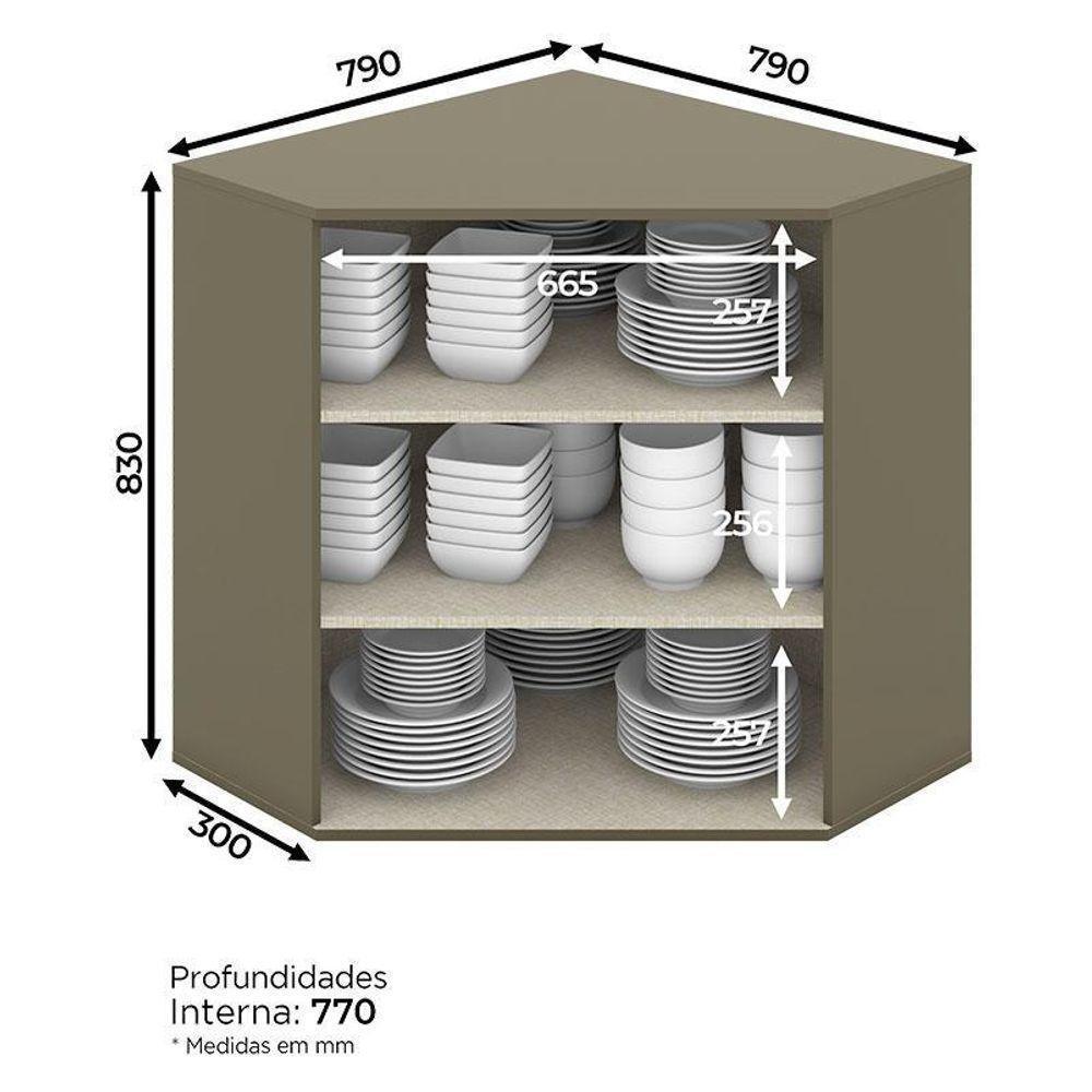 Armário Aéreo Connect Canto Obliquo 2 Portas 83 Cm Duna Cristal – Henn - 2