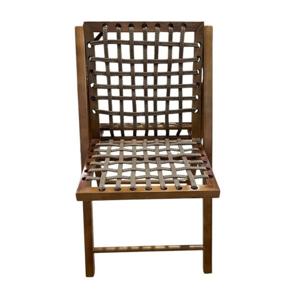 Cadeira De Madeira Com Corda Naval Castanho - 3