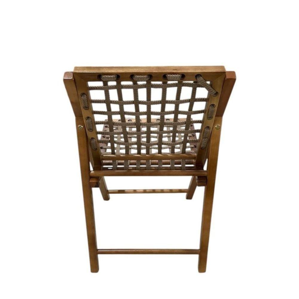 Cadeira De Madeira Com Corda Naval Castanho - 4