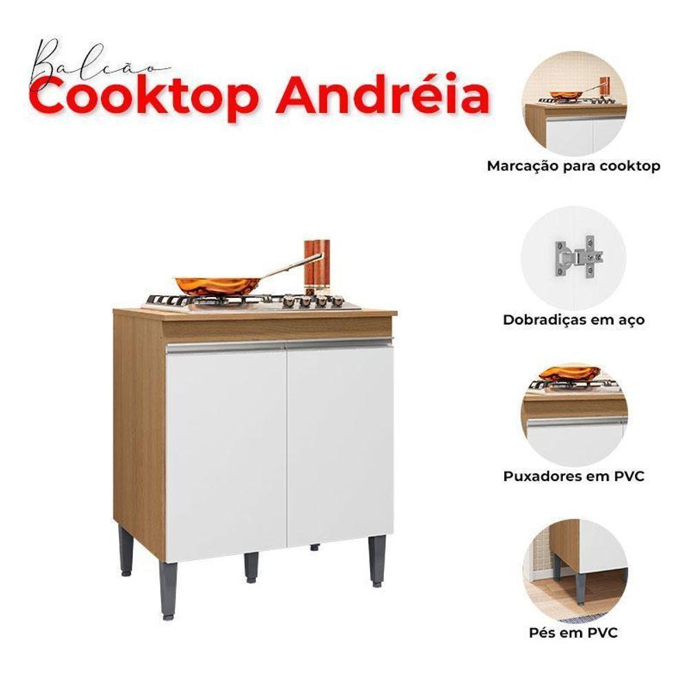 Balcão Para Cooktop Ambiente Andréia Amêndoa Branco - Ajl - 4
