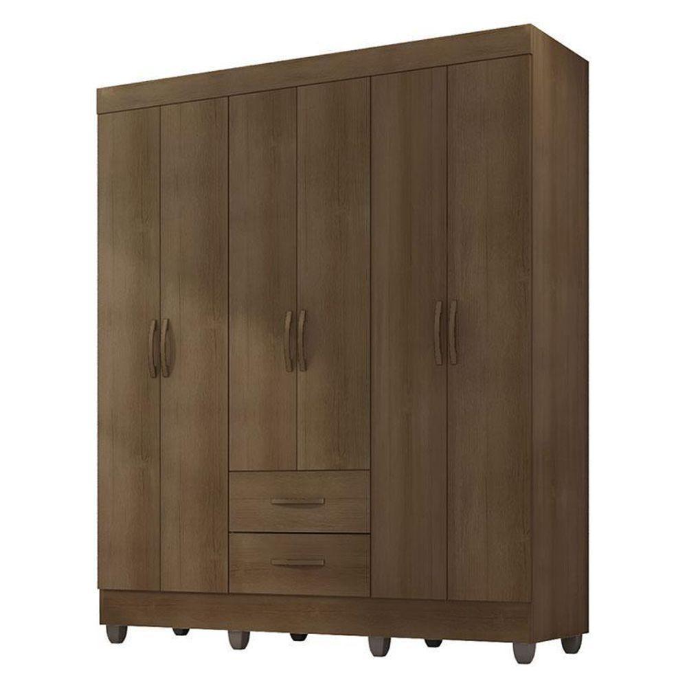 Guarda Roupa Casal Lite 6 Portas Carvalho Oak - Móveis Leão - 1