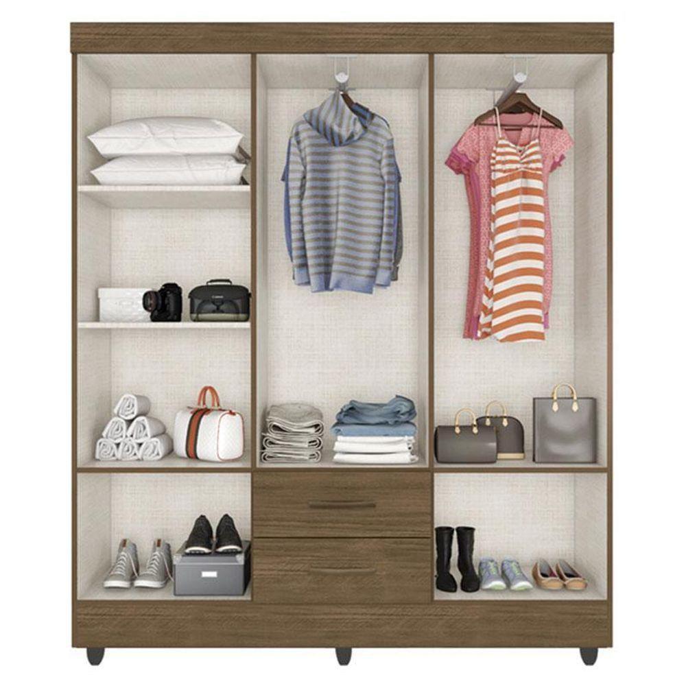 Guarda Roupa Casal Lite 6 Portas Carvalho Oak - Móveis Leão - 4