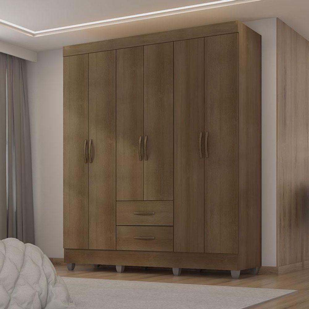 Guarda Roupa Casal Lite 6 Portas Carvalho Oak - Móveis Leão - 5