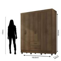 Guarda Roupa Casal Lite 6 Portas Carvalho Oak - Móveis Leão - 3