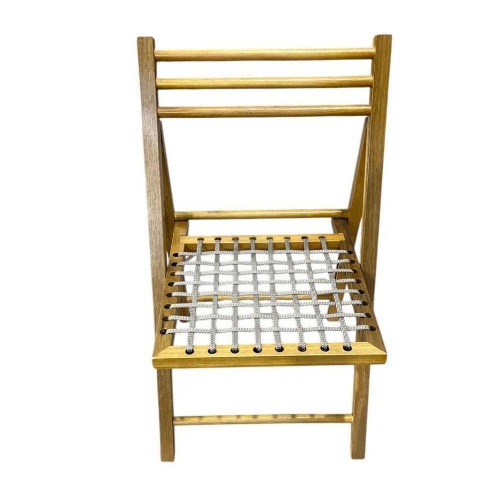 Cadeira Dobrável Em Madeira Com Assento Em Corda Naval Mel - 4