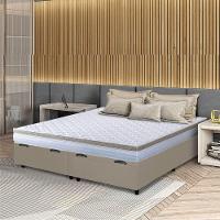 Cama Box Baú Casal King Colchão Com Molas Ensacadas 193x203x63cm Dunas Branco/bege Hellen Branco / Bege - 2