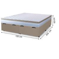 Cama Box Baú Casal King Colchão Com Molas Ensacadas 193x203x63cm Dunas Branco/bege Hellen Branco / Bege