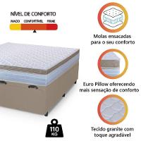 Cama Box Baú Casal King Colchão Com Molas Ensacadas 193x203x63cm Dunas Branco/bege Hellen Branco / Bege - 6