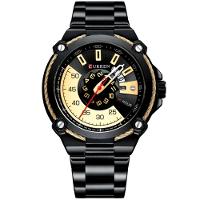 Relógio De Quartzo Masculino Casual Criativo à Prova D´agua Em Aço Inoxidável Preto - 1