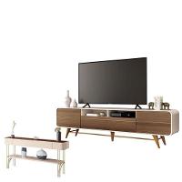 Rack Bancada época Com Aparador Vivant Castanho Off White - Hb Móveis - 1