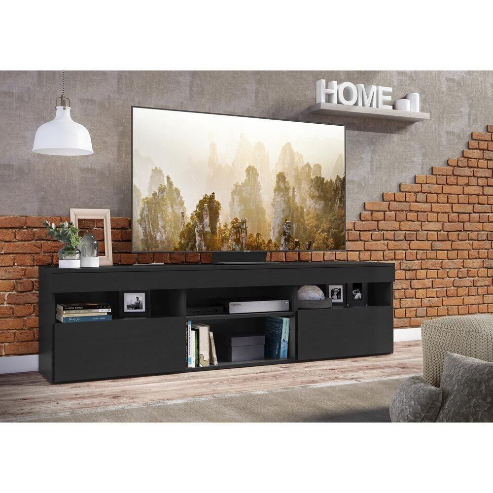 Rack Tv 65" Com 2 Portas Paris Multimóveis V3308 Preto Preto - 2