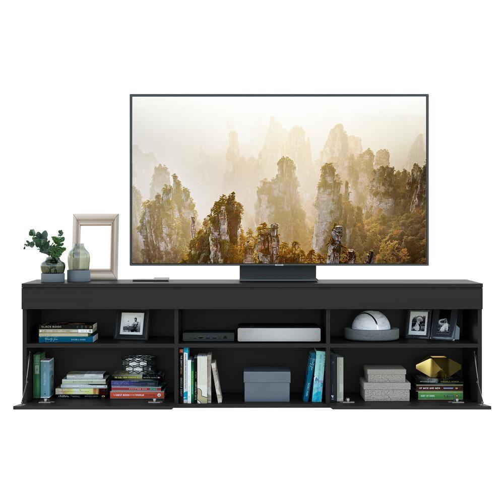 Rack Tv 65" Com 2 Portas Paris Multimóveis V3308 Preto Preto - 4