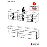 Rack Tv 65" Com 2 Portas Paris Multimóveis V3308 Preto Preto - 5