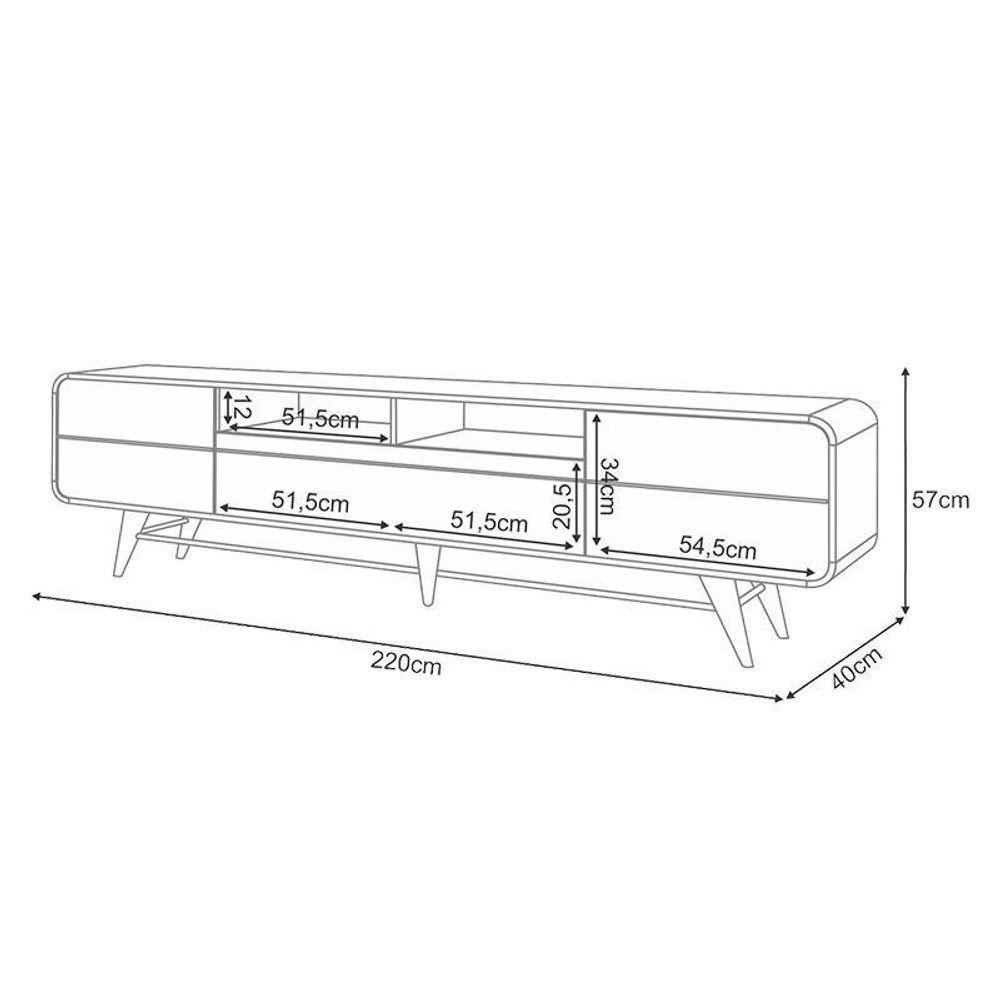 Rack Bancada época Com Mesa De Centro Cadenza Castanho Off White - Hb Móveis - 3