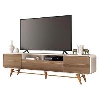 Rack Bancada época Com Mesa De Centro Cadenza Castanho Off White - Hb Móveis - 2