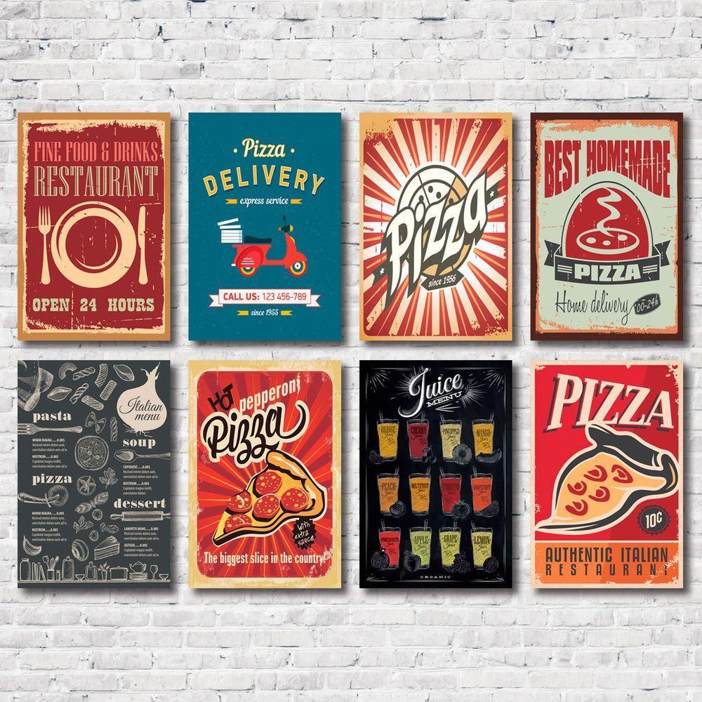 Kit Placas Decorativas Pizza Cozinha Restaurante Mdf - 8 Placas - 3