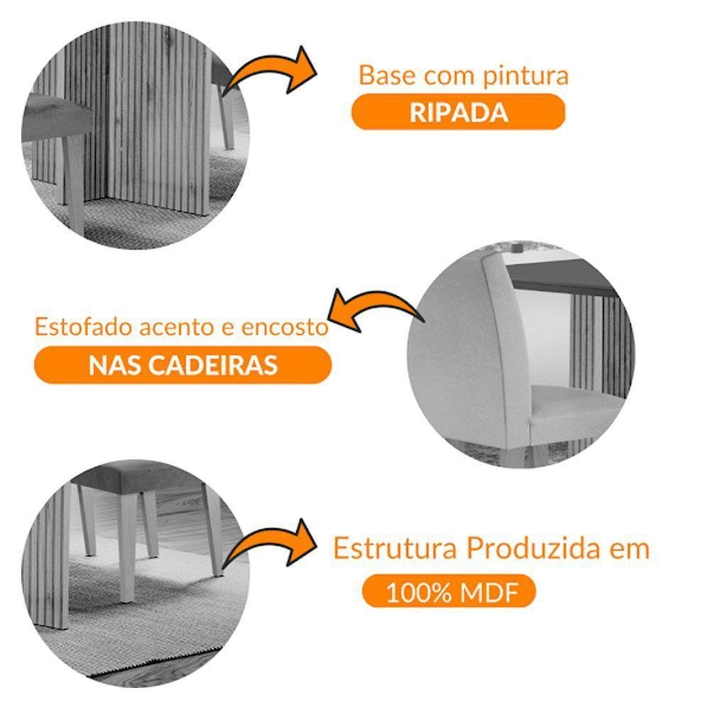 Sala De Jantar Mesa Olimpia 120 Mdf Canto Copo Com 4 Cadeiras Grecia Turim/grafite/imbuia Ripado - 8
