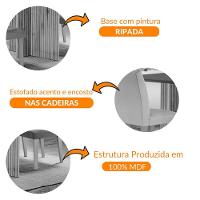 Sala De Jantar Mesa Olimpia 120 Mdf Canto Copo Com 4 Cadeiras Grecia Turim/grafite/imbuia Ripado - 3