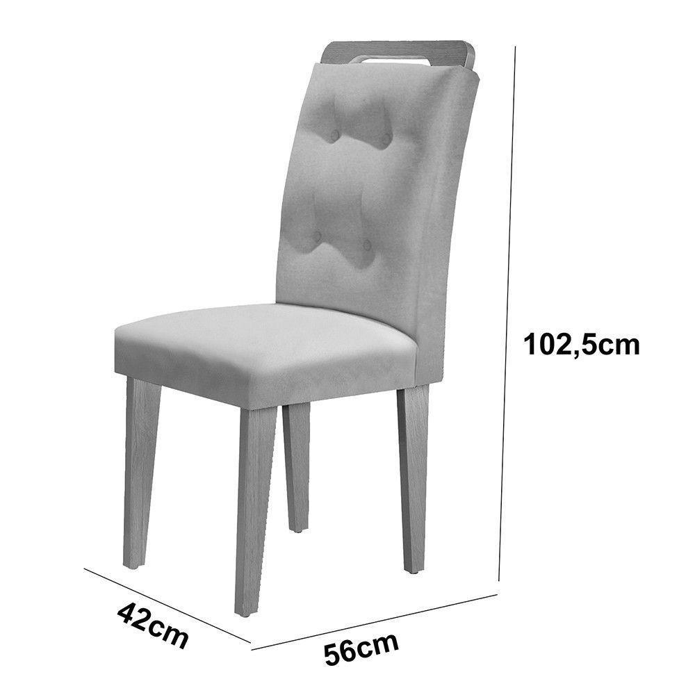 Sala De Jantar Mesa Olímpia 120cm Mdf Canto Copo Com 4 Cadeiras Carol Creme, Grafite E Imbuia - 4