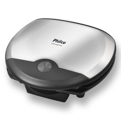 Grill Elétrico Philco Large Inox Antiaderente com Bandeja Coletora Prata 1200W 110V