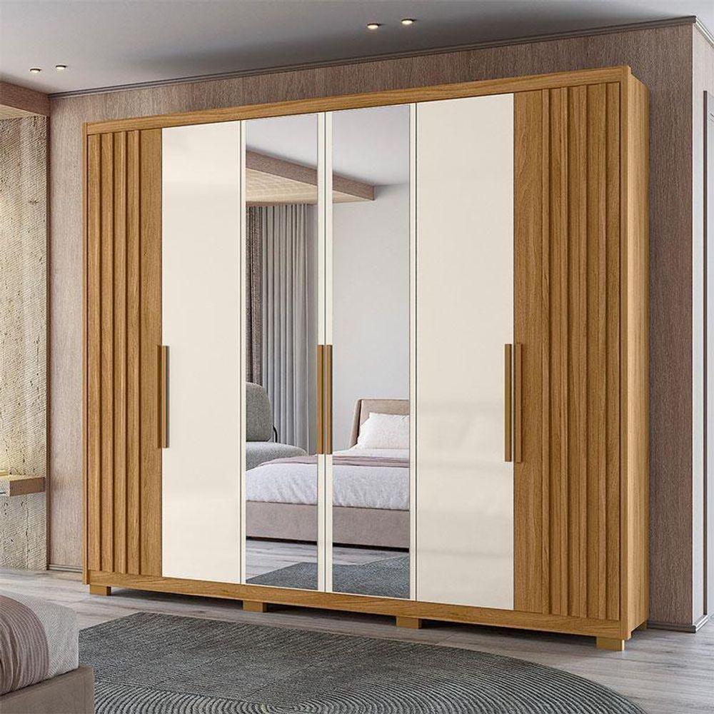 Guarda Roupa Casal Araguaia E Cômoda Ms913 Freijó Off White Com Espelho - Moval - 8