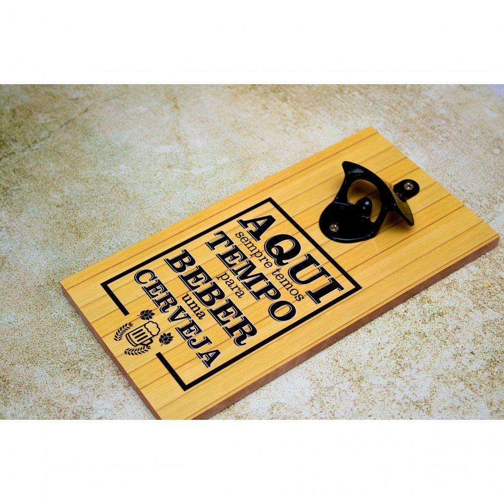 Abridor Garrafas Parede Cerveja Aqui Mdf Com Imã 25x13 Cm - 3