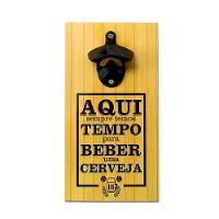 Abridor Garrafas Parede Cerveja Aqui Mdf Com Imã 25x13 Cm - 1
