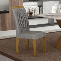 Cadeira Para Mesa De Jantar Doha Mdf Kit 2 Peças Freijó Linho Cinza - Leifer Móveis - 5