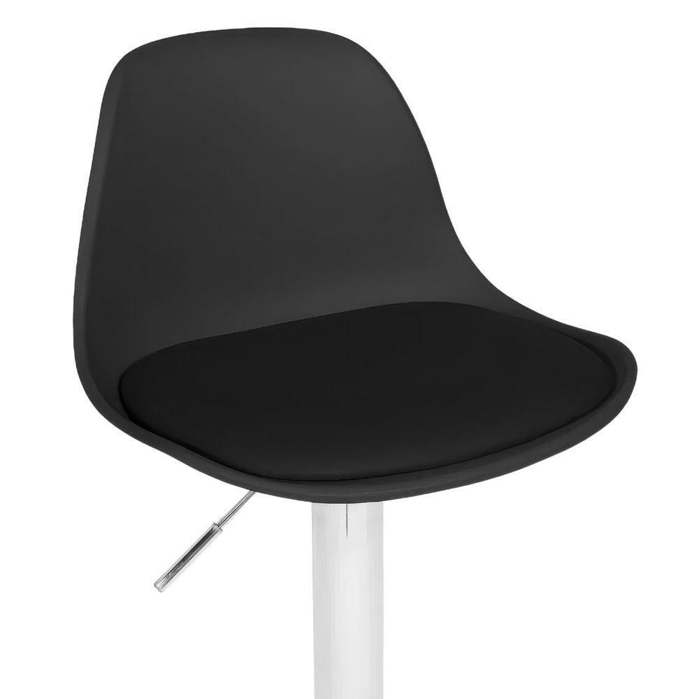 Banqueta Alta Estofada Com Base Giratória E Regulagem De Altura - ícaro Preto - 6