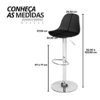 Banqueta Alta Estofada Com Base Giratória E Regulagem De Altura - ícaro Preto - 2