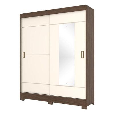 Guarda Roupa Solteiro B66 Castanho Off White – Briz Móveis