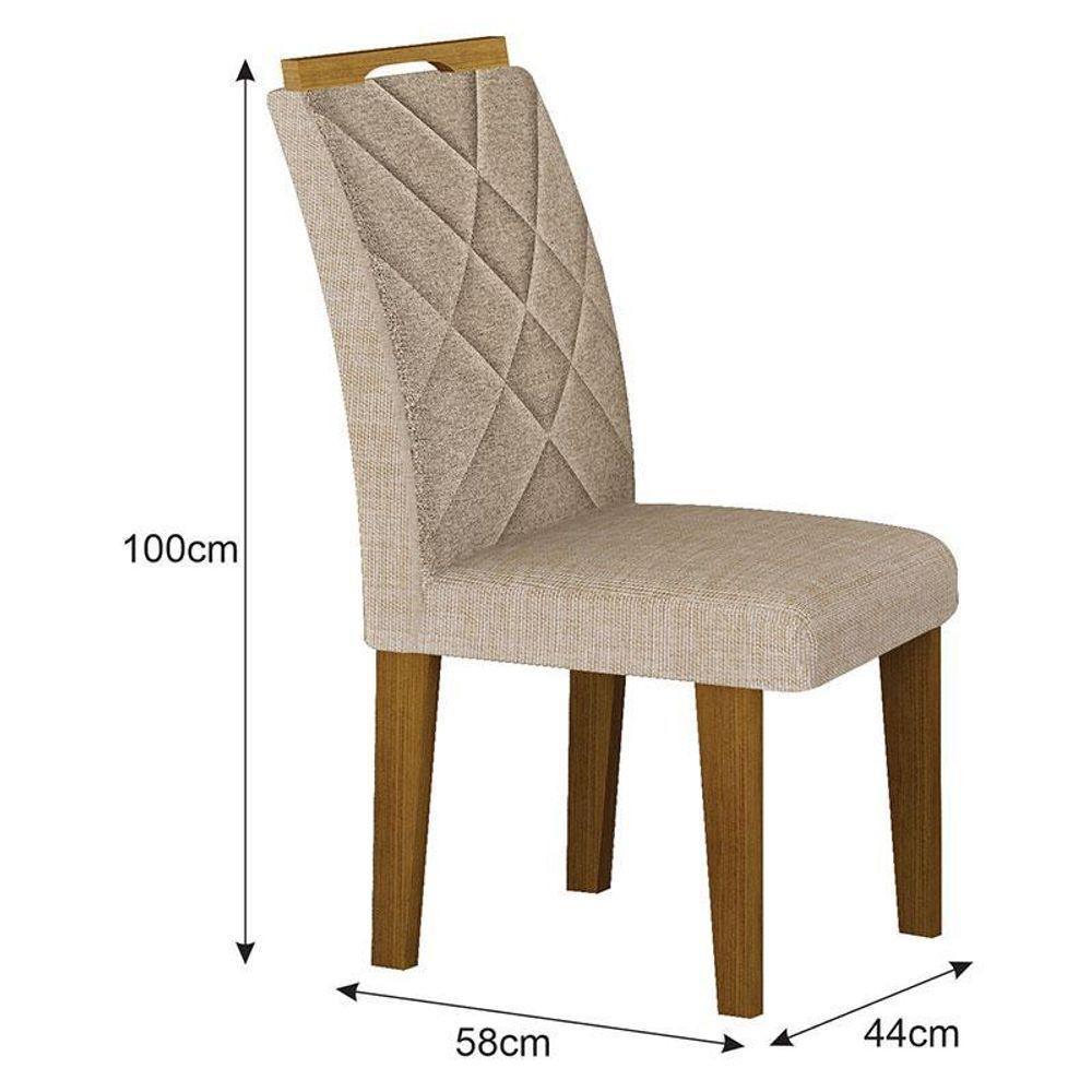 Cadeira Para Mesa De Jantar Larissa New Mdf Kit 2 Peças Freijó Linho Palha - Leifer Móveis - 2