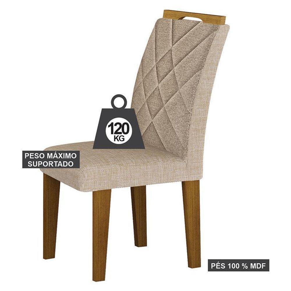 Cadeira Para Mesa De Jantar Larissa New Mdf Kit 2 Peças Freijó Linho Palha - Leifer Móveis - 3