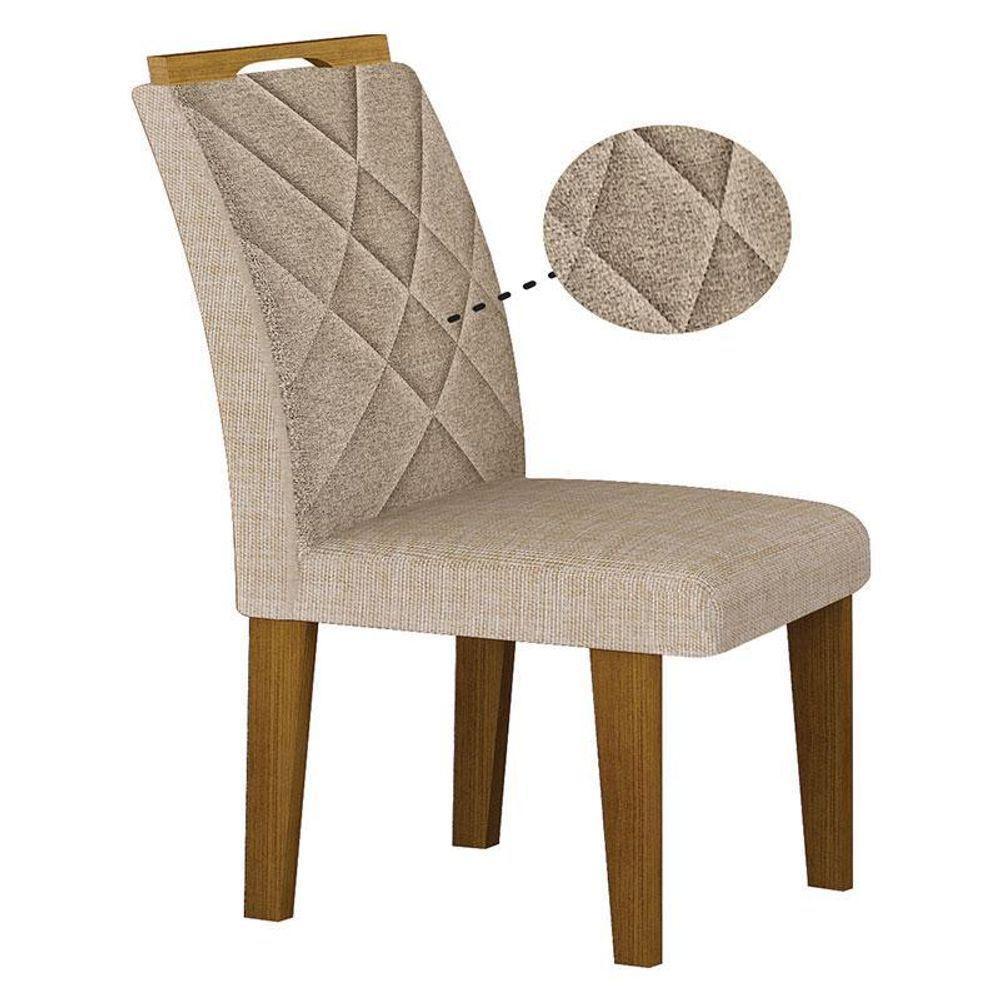 Cadeira Para Mesa De Jantar Larissa New Mdf Kit 2 Peças Freijó Linho Palha - Leifer Móveis - 4